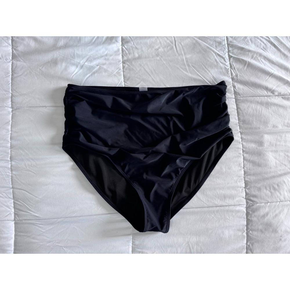Younique swim bottom separate women's 2X plus black ruched swimwear beach EUC